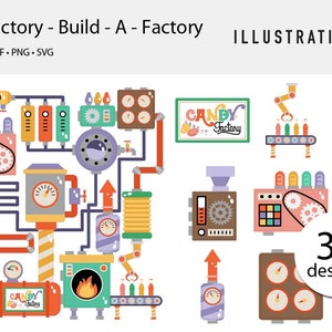 Candy Factory Builder - SVG Cut Files, For Cricut, For Silhouette, ai, dxf, eps, pdf, png
