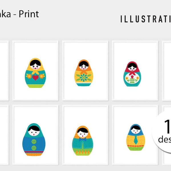 Matryoshka Printable Art, Children Prints, Kids Decor, School Poster, Classroom Decor, Playroom Decor, Party Decoration