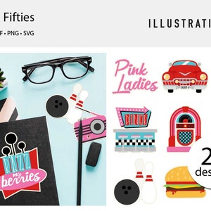 Fabulous Fifties - SVG Cut Files, For Cricut, For Silhouette, ai, dxf, eps, pdf, png