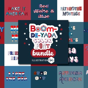Lot de polices couleur Boom De Yada, polices Cricut, polices Silhouette