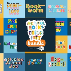 School Rocks Font Bundle, Cricut Fonts, Silhouette Fonts, Teacher Fonts, School Fonts
