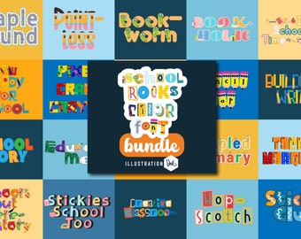 School Rocks lettertypebundel, Cricut lettertypen, silhouetlettertypen, leraarlettertypen, schoollettertypen