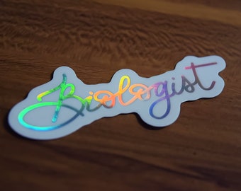 Sticker bioloog holografisch schrift // 3,2 x 1,3 inch // wetenschapssticker // wetenschapslaptopsticker