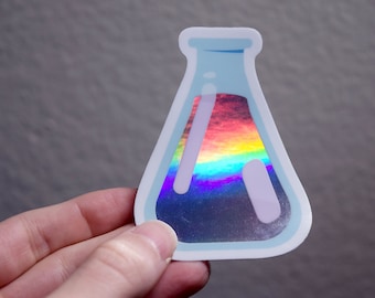 Adesivo holográfico para frasco Erlenmeyer // 2"x3" // Adesivo científico // Adesivo científico para laptop