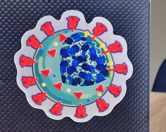 Virus Holographic Sticker // 3"x3" // Science Sticker // Science Laptop Decal