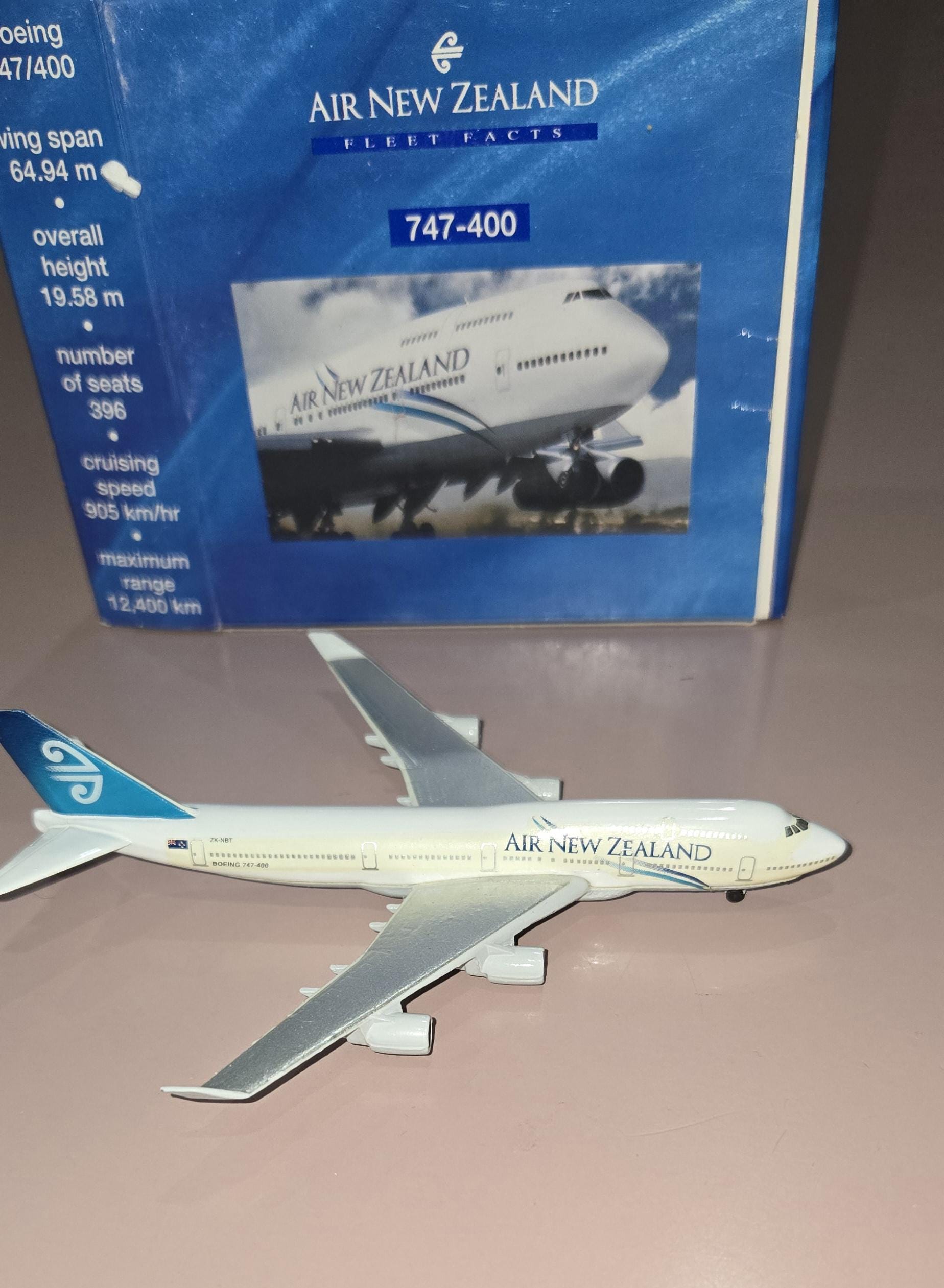 Air New Zealand Schabak Miniature Die Cast Boeing 747-400, 1/600