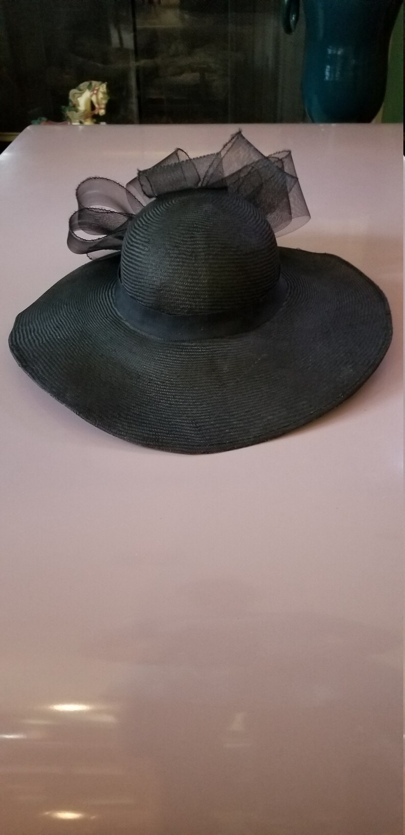 Made in USA Black Vintage Weaved Formal ChurchSun with Multi Ribbon Bow by TOP This Inc