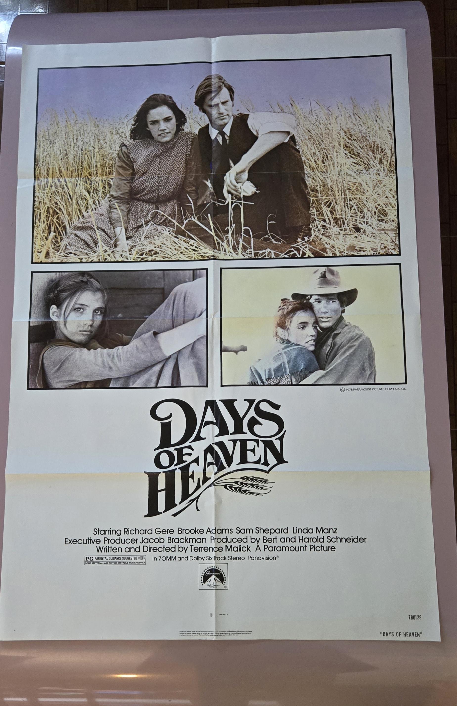Days of Heaven Original Vintage Movie Poster Starring Richard Gere