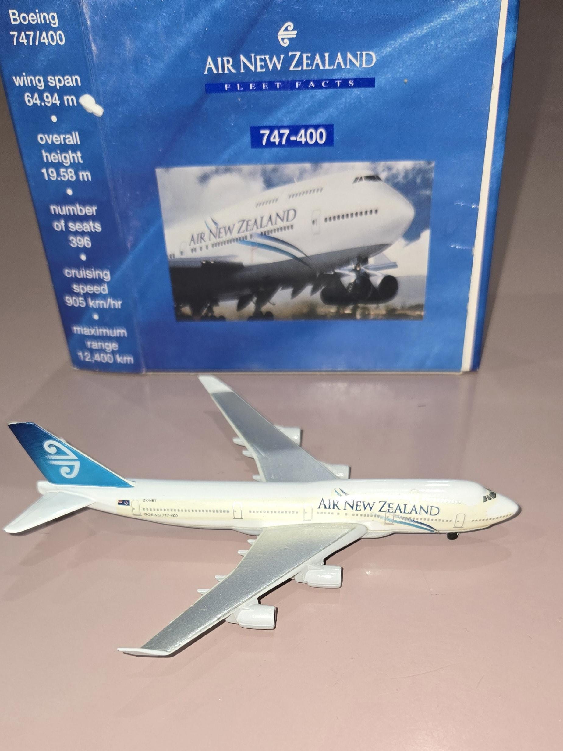 Air New Zealand Schabak Miniature Die Cast Boeing 747-400, 1/600