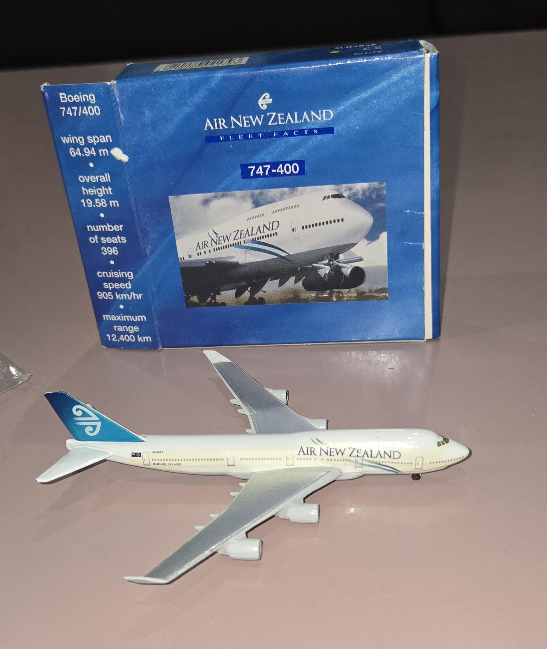 Air New Zealand Schabak Miniature Die Cast Boeing 747-400, 1/600