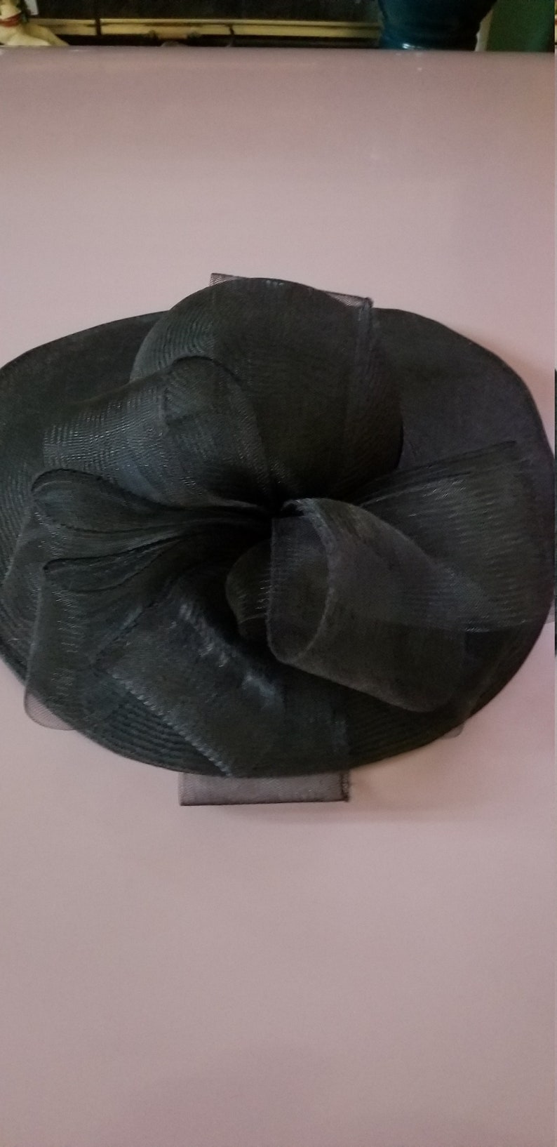 Made in USA Black Vintage Weaved Formal ChurchSun with Multi Ribbon Bow by TOP This Inc