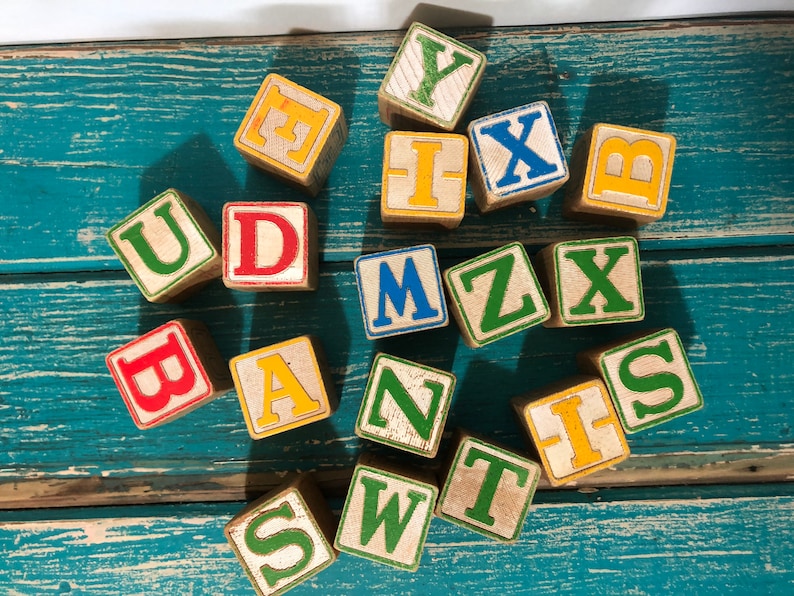 vintage letter blocks