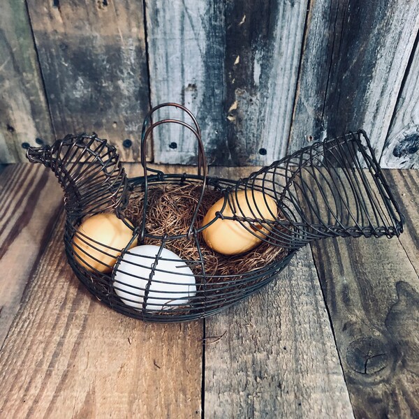 Chicken Shaped Wire Basket Etsy