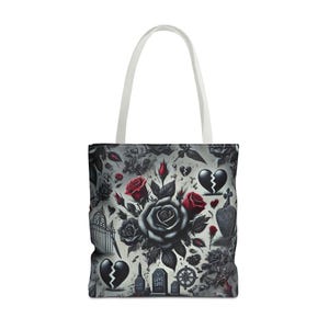 Gothic Tote Bag, Black Roses Broken Hearts, Dark Fashion, Anti-Valentine&#39;s Day, Gothic Gifts, Alternative Style, Edgy Accessories