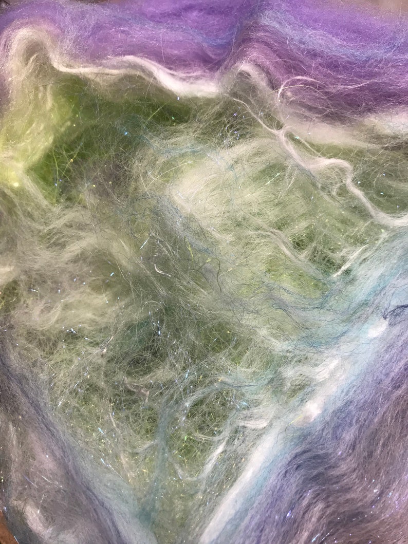 Luxury art batts for spinning or felting 5.4 oz set of 2 batts hand dyed in color daydreaming