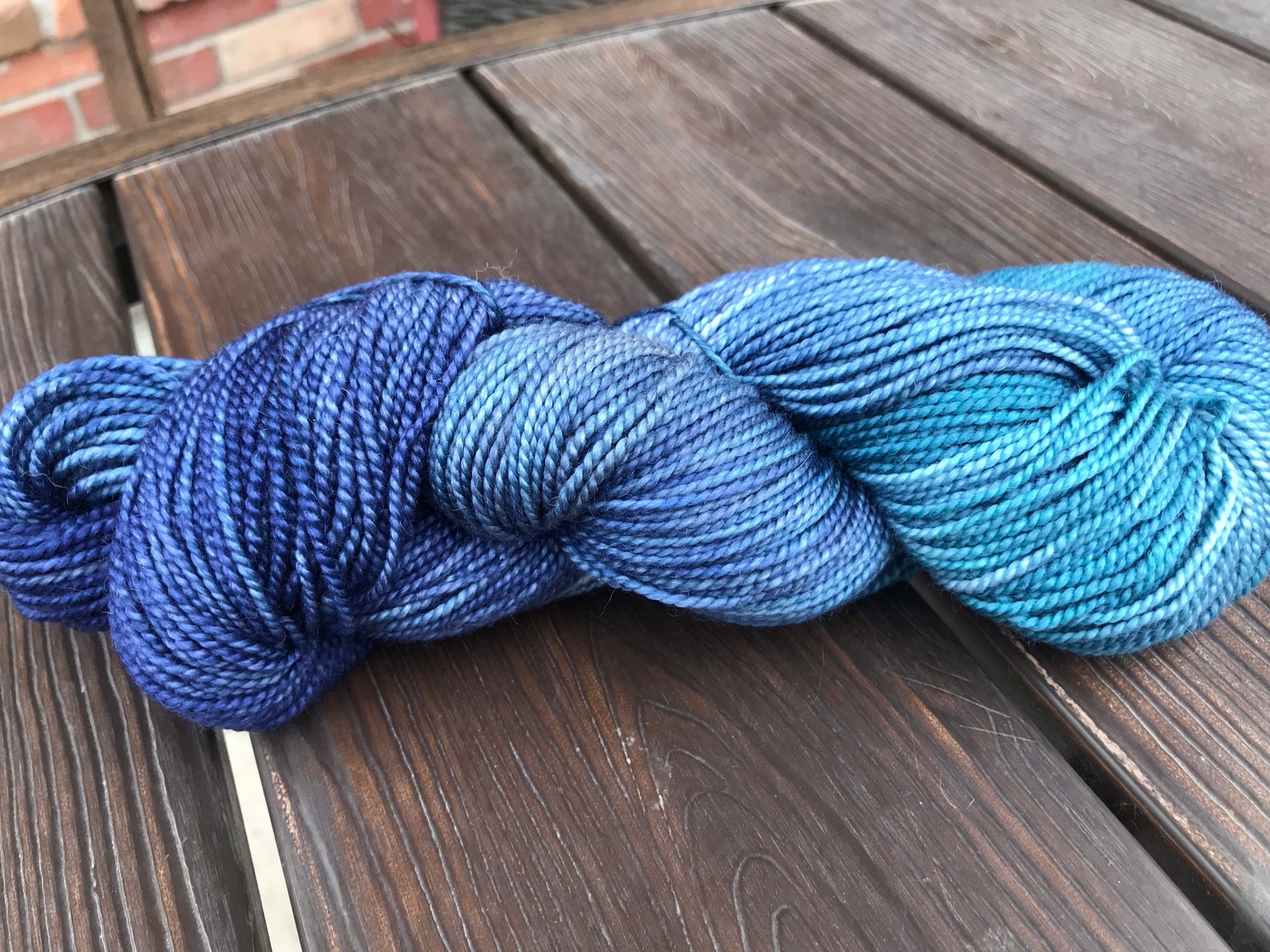Hand dyed sport weight yarn in color kingfisher. 50/25/25 Etsy