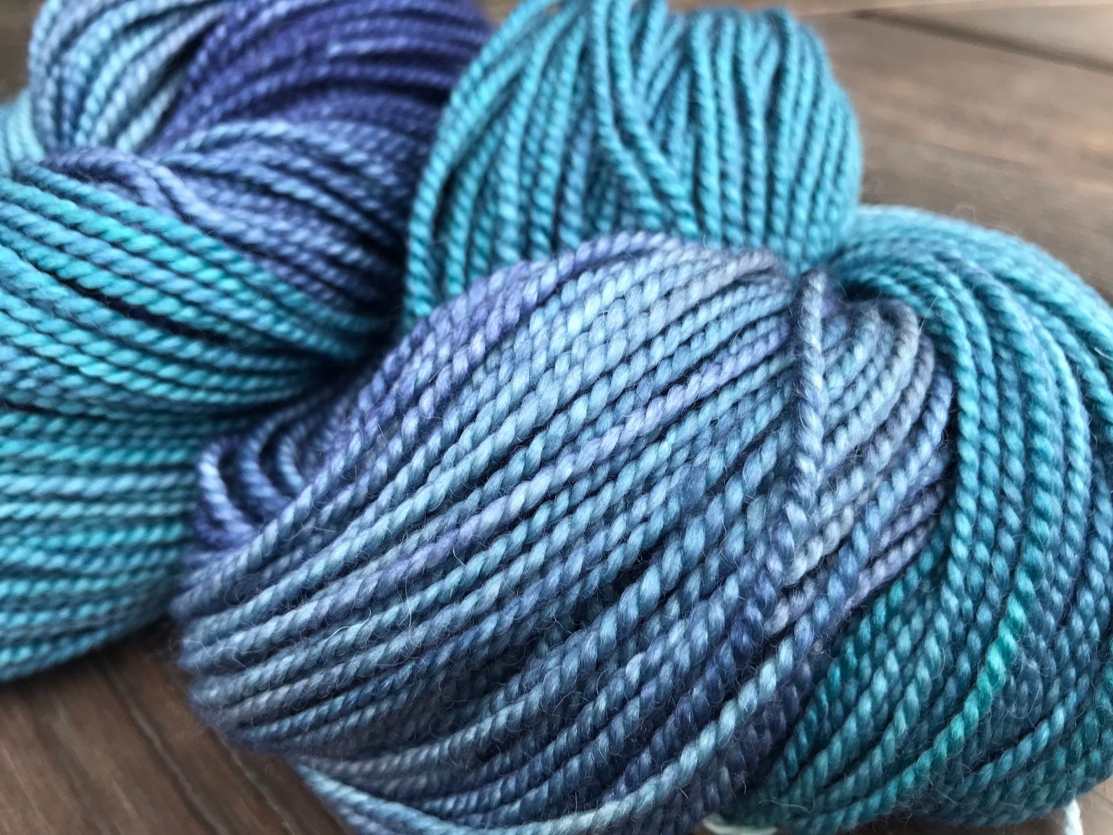 Hand dyed sport weight yarn in color kingfisher. 50/25/25 Etsy