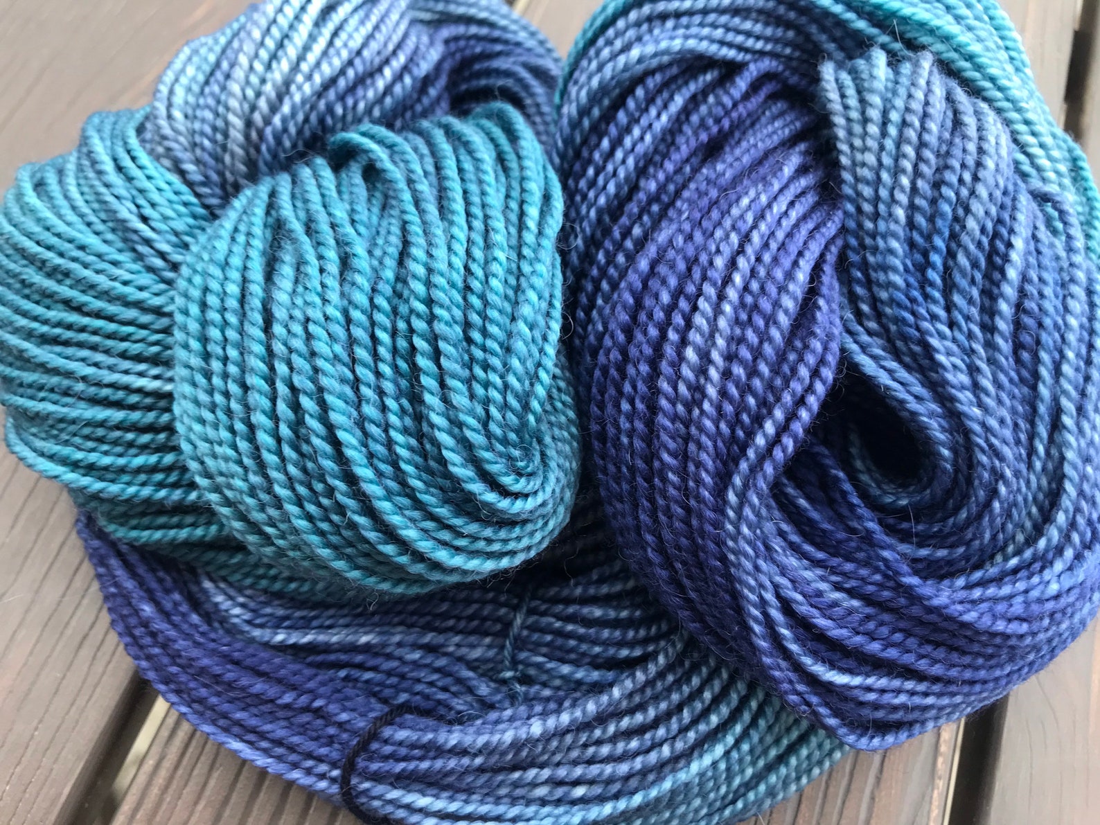 Hand dyed sport weight yarn in color kingfisher. 50/25/25 Etsy
