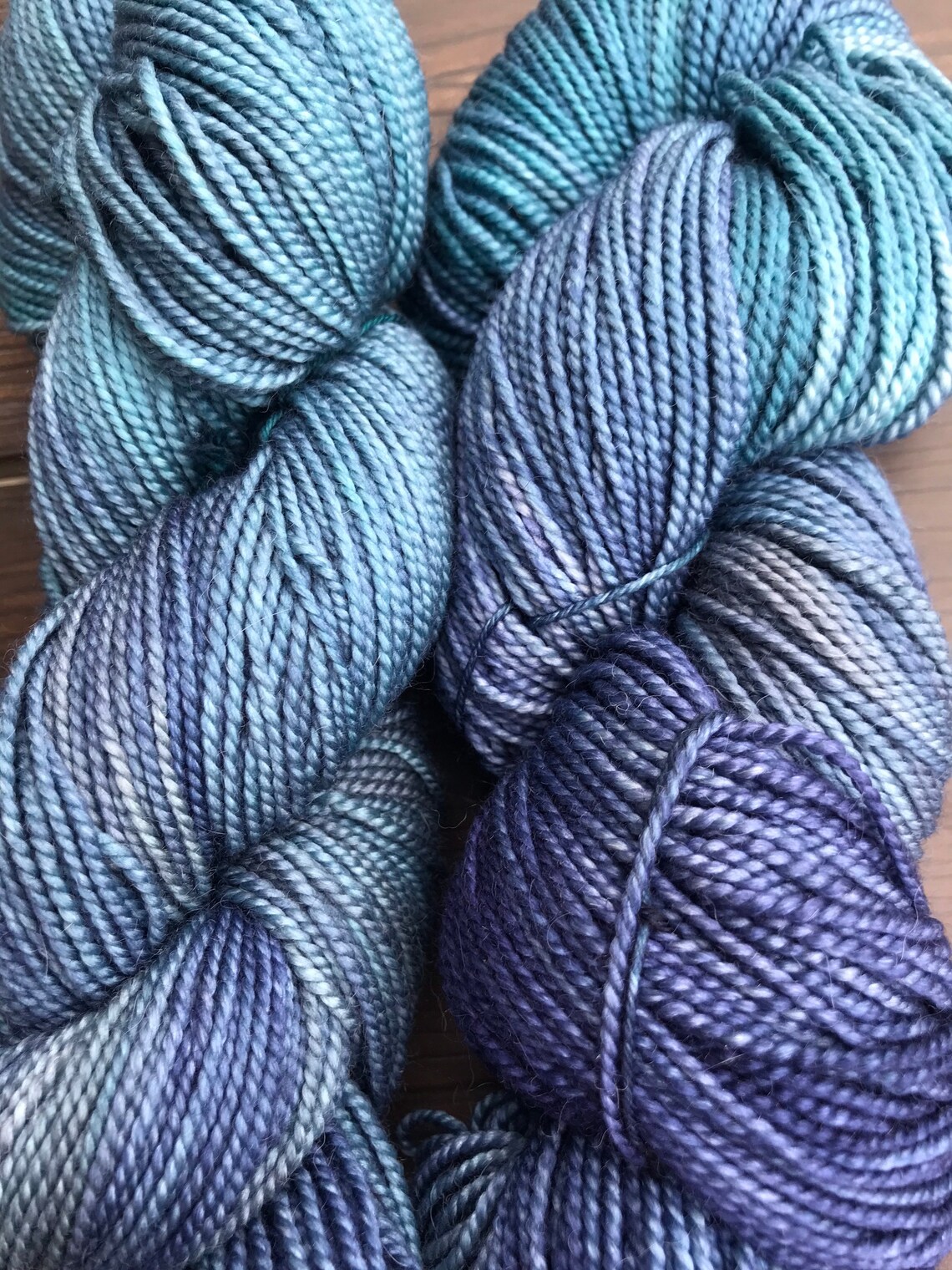 Hand dyed sport weight yarn in color kingfisher. 50/25/25 Etsy