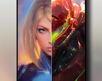 Póster de Samus de Metroid / Impresión artística de Samus Aran, Arte mural de videojuegos, Arte mural de Nintendo, Fanart de Samus de Metroid Prime 4, Decoración de habitación de gamer