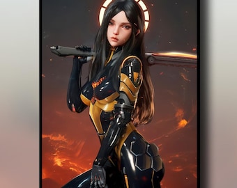 Tachy Stellar Blade Poster, Eve Project art print, Stellar Blade Gaming Gift, Tachy wall art, Gamer room decor, Ps5 Gamer gift, sci-fi gamer