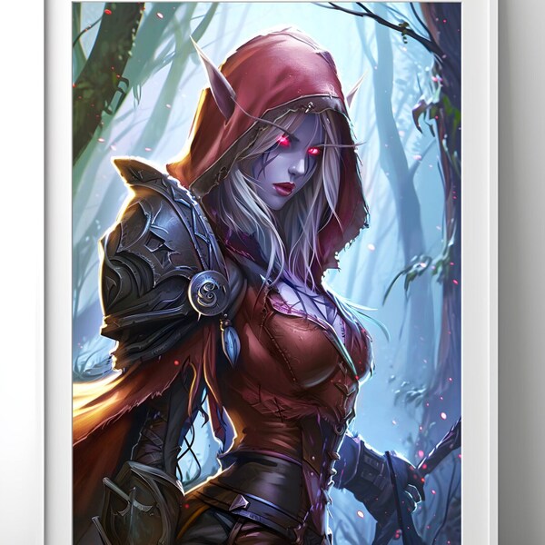 Sylvanas Windrunner Poster | "I have no time for games." | Video Game Wall Art | Gamer Gifts | Game Room decor | Sylvanas Art Print