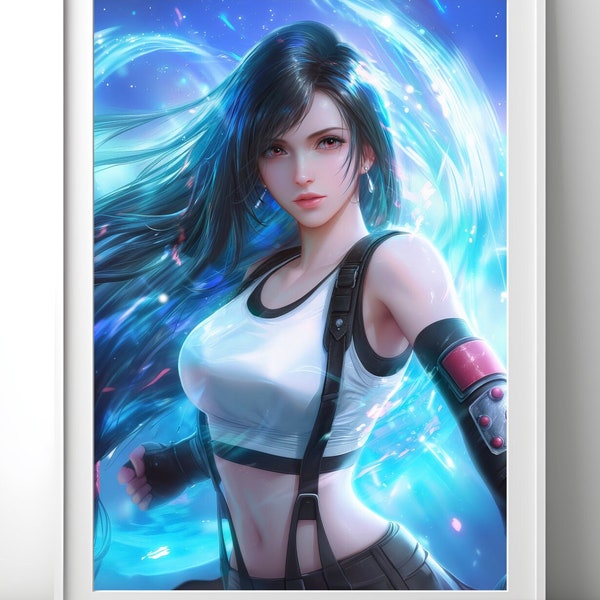 Affiche de Tifa Lockhart | Affiche Final Fantasy | Remake FF7 | Décoration de jeu | Cadeau pour joueur | Décoration de jeu vidéo | Tifa Lockhart Impression artistique