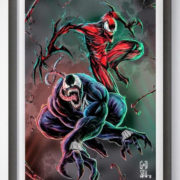 Venom and Carnage Poster | Venom print | Carnage print | Marvel Wall art | Venom Gift | Spider-man poster | Geek Gift