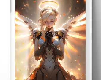 Mercy Poster | Hero Mercy |  Mercy Angel Poster | Gaming Poster | Video Game Poster | Gaming Room Decor