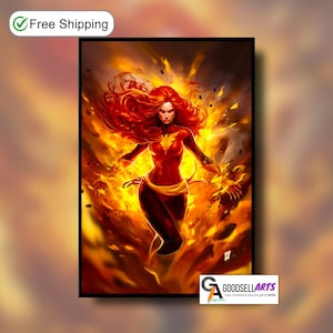 Dark Phoenix Poster, X-Men Jean Grey Wand Kunst Druck, Marvel Comics Dekor, Superheld Geschenk für X-men Fans, Phoenix Kraft Kunst, Gamer zimmer dekor
