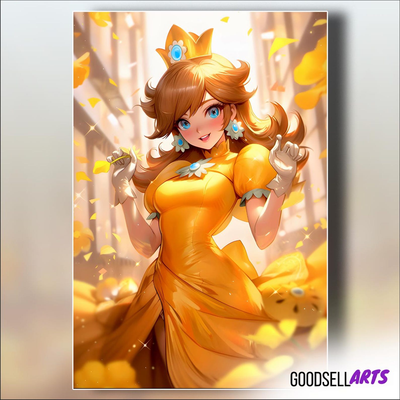 Princess Daisy Art Print, Sarasaland Floral Wall Art, Retro Gaming ...
