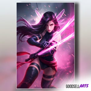 Psylocke Art Print | Marvel Rivals Poster | X-Men Wall Art | Betsy Braddock | Psionic Blade | X-Men 97 Gift | Marvel Gift