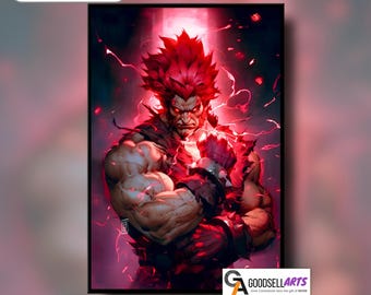 Akuma Poster Print | Street Fighter Art | Gaming Poster | SF6 | Akuma Artwork | Video Game Poster | Gaming room gift | Video game poster