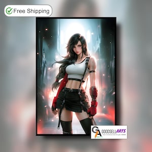 Tifa Final Fantasy 7 Poster Print, FF7 Game Decor, Tifa Lockhart art, Gamer Gift Game Room Decor, Tifa Fan Gift,