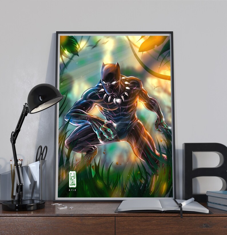 BLACK PANTHER Poster Marvel Wall Art Prints Avengers Poster Etsy