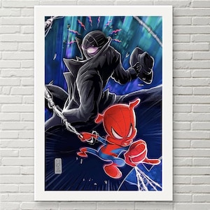 SPIDERMAN Noir Spider Ham POSTER / Into the Spider Verse Marvel Wall Art Print Marvel Gifts for Men Miles Morales Superhero Spiderman Art image 1