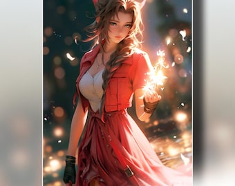 Aerith Gainsborough Art Print | Final Fantasy 7 Poster | FF7 Rebirth Wall Art | Lifestream | The Ancient | Cetra | JRPG Gift | FF7 Fan
