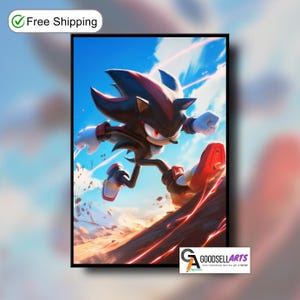 Shadow the Hedgehog Poster | Sonic wall art, Video Game print, Gamer Gift, Gamer Room Decor, Dark Sonic Fan Gift for Sonic fans