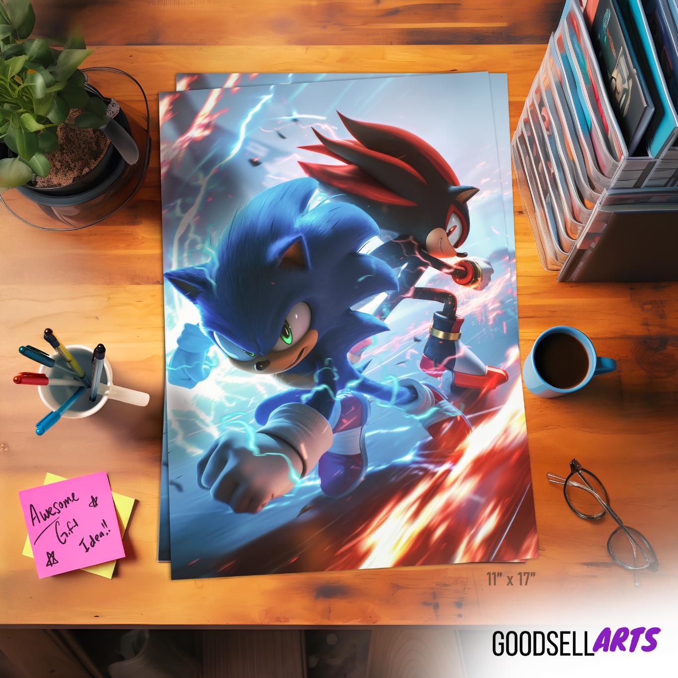 Sonic and Shadow Poster | Sonic the Hedgehog Movie Wall Art Print ...
