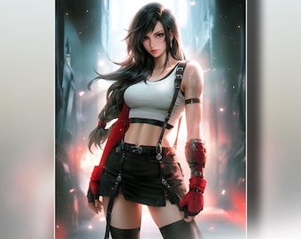 Tifa Lockhart Art Print | Final Fantasy 7 Poster | FF7 Wall Art | JRPG Game Room Decor | Gamer Gift | Anime Print | Video Game Wall Art