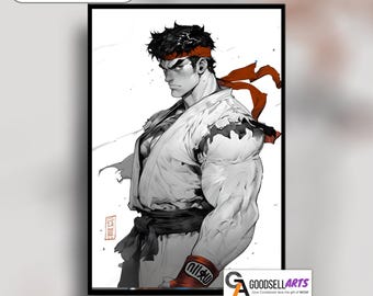 Evil Ryu Street Fighting Comic Premium Poster (vectorized Design