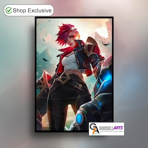 Arcane Vi ポスタープリント | League of Legends アート | ビデオゲームポスター | LoL アニメポスターアート | Vi チャンピオンアート | ゲームルーム装飾 | Arcane ギフト