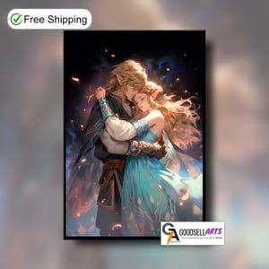 Zelda and Link Love Poster | &quot;Eternally Bound&quot; | Legend of Zelda | Breath of the wild | Tears of the kingdom | Zelda Fan Art