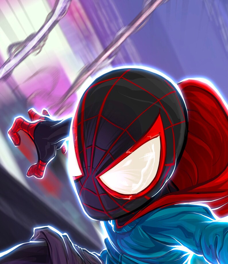 Marvel Miles Morales Wall Art Print/ Kids Chibi Poster ...