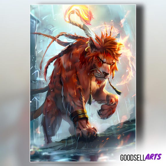 Red XIII Art Print, Final Fantasy VII Wall Art, Cosmo Canyon