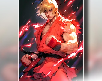 Ken Poster | Street Fighter 6 Print | SF6 Wall Art | Gamer Room Decor | Video Game Print | Arcade Decor | Fighting Game Gift