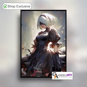 ニーア オートマタ ポスター | ニーア 2B アートプリント | ビデオゲーム ポスター | Android 2B アートプリント | ニーア オートマタ ゲームルーム デコレーション | ニーア Android 2B ギフト
