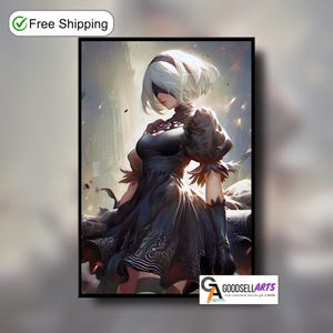 Nier Automata Poster, Android 2B wall art print, Video Game Poster, Game Room Decor, Nier Android 2B fan gift, video game poster
