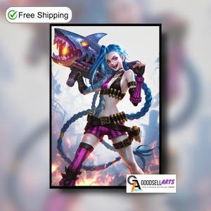Jinx Poster | League of Legends wall Art Print, Jinx Champion, Video Game Room Decor, Original Jinx poster, Jinx fan gift, Powder poster