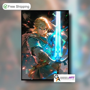 Zelda Link Poster | Master sword | Legend of Zelda Gift | Gamer Gifts | Breath of the Wild | Tears of the Kingdom | Zelda wall art print